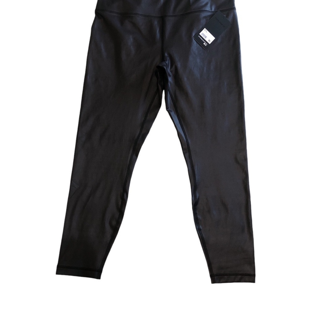 90 Degree By Reflex Women’s Faux Leather Leggings XL Black High Waist Shiny NWT - Picture 7 of 8